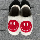 Lourdasprec New Pink Smiley Face Slippers Women Smile Slippers Happy Face Slippers Retro Smiley Face Soft Plush Comfy Warm Slip-on Slippers L43