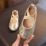 Christmas Gift Girls Ballet Flats Baby Dance Party Girls Shoes Glitter Children Shoes Gold Bling Princess Shoes 3-12 years Kids Shoes