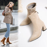 Graduation Gift Big Sale Fashion Ankle Elastic Sock Boots Chunky High Heels Stretch Women Autumn Sexy Booties Pointed Toe Women Pump Size 33-42