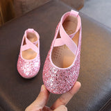 Christmas Gift Girls Ballet Flats Baby Dance Party Girls Shoes Glitter Children Shoes Gold Bling Princess Shoes 3-12 years Kids Shoes