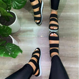 Christmas Gift Casual and Comfortable All-match Hollow Elastic Band Buckle Trifle Bottom Women's Sandals Solid Color Plus Size Women's Sandals