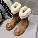 Lourdasprec 2022 Women Winter Shoes Warm Snow Boots with Fur Fashion Brand Ladies Footware Black with Fur Female Plush Zapatillas De Mujer