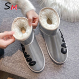 Christmas Gift Winter Women Short Plush Platform Ankle Chelsea Botas Warm New Snow Boots Cozy 2021 Flats Fashion Sweet PU Leather Mujer Zapatos
