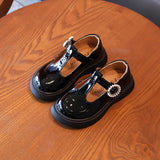 Christmas Gift Kids Dress Shoes British Style Girls Leather Shoes Mary Jane Princess Non-slip Soft Bottom Loafers Flat Children Shoe Walkers