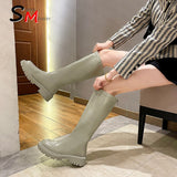 Christmas Gift Designer Platform Chelsea Boots 2022 Winter New Knee-High Warm Snow Boots Fashion Chunky Goth Mid Heels Lady Shoes Mujer Zapatos