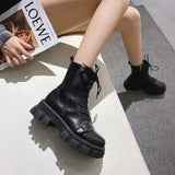 Mid-tube women's boots 2022 new autumn and winter fashion buckle nude boots casual thick-soled zipper boots women's shoes
