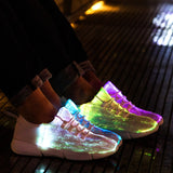 Christmas Gift Size25-46 Fiber Optic Fabric Light Up Shoes 11 Colors Flashing Teenager Girls&Boys USB Rechargeable Luminous Sneakers with Light