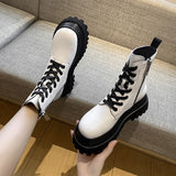 Christmas Gift White Boots Women Shoes Womens Platform Heels Punk Goth Shoes Chunky Ankle Boots Winter Booties Size 41 Botas Fall Shoe