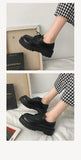 Lourdasprec JK uniform shoes Small leather shoes female British girl Japanese wild black retro Mary Jane shoes lolita Platform shoes low hee L11