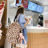 Graduation Gift Big Sale 2022 Large Capacity Waterproof Fashion Nylon Women Backpack Female Leopard Print Travel Computer Bags College Girls School Bag