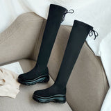 Christmas Gift Platform wedge women's autumn thigh boots Winter plush over the knee boots Sexy Female stretch high heel boots 34-40