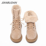 Christmas Gift Suede Plush new snow boots Women's Fashion Mid-Calf boots Women Winter Motorcycle Shoes Warm Casual Snow boots 34-43
