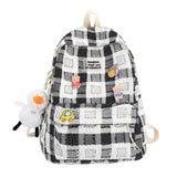 Graduation Gift Big Sale Fashion Female Bookbag Cotton Linen Plaid Women Backpack for Teenagers Girl College SchoolBag Korean Student Girl Travel Mochila ll12