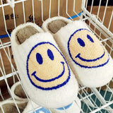 Lourdasprec Smiley Face Slippers Women Smile Slippers Happy Face Slippers Retro Smiley Face Soft Plush Comfy Warm Fuzzy Slippers for Men