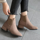Lourdasprec booties woman 2021 autumn winter new chelsea Ankle boots fashion  suede wedges slip on short boot mid heel plus size women shoes