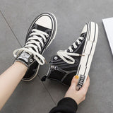 Lourdasprec High-Top Canvas Shoes Fashion Women's Shoes Korean Zipper White Shoes Student Casual Shoes Designer Platform Board Shoes L50