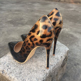LOURDASPREC Fashion Women Leopard Patent Leather Pumps Pointed Toe 8-12cm Stiletto Ultra High Heel Sexy Ladies Party Shoes Size34-43