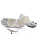 Lourdasprec Christmas Gift Princess Heels Shoes Children Wedge Shoes Girls Footwear Soft Breathable Female Sandals Party For Girls Kids Silver