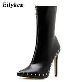 Christmas Gift 2022 New Arrival Autumn Women Ankle Boots  Rivet High Heels Shoes Woman Pointed Toe Sexy Motorcycle boots For Females