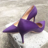 LOURDASPREC Customized Brand Shoes Woman High Heels Pumps Slip On Purple Microfiber Basic Sandals Wedding/Party Super High Shoes