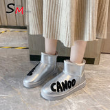 Christmas Gift Winter Women Short Plush Platform Ankle Chelsea Botas Warm New Snow Boots Cozy 2021 Flats Fashion Sweet PU Leather Mujer Zapatos