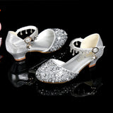 Lourdasprec  Girls Glitter Sandals Children's High Heels Shoes Kids Performance Crystal Sandals Baby Catwalk Princess Children's Shoes