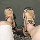 LOURDASPREC-Graduation Gift - Genuine Leather Men sandals Summer New Large Size Men Sandals Men's casual shoes Fashion Sandals Slippers Big Size 38-47
