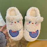 Cute Shy Strawberry Bear Slippers For Women Fashion Kawaii Fluffy Winter Warm Slipper Woman Cartoon Smiley Face  House Slippers