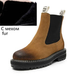 Christmas Gift Women's Chelsea Boots Genuine Leather 2022 Autumn Winter Trend Thick-soled Women Ankle Boots All-match Martin Boots Ladies