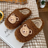 Cute Shy Strawberry Bear Slippers For Women Fashion Kawaii Fluffy Winter Warm Slipper Woman Cartoon Smiley Face  House Slippers