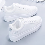 Christmas Gift 2021 New Spring Tenis Feminino Lace-up White Shoes Woman PU Leather Solid Color Female Shoes Casual Women Shoes Sneakers