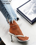 New High-heeled Shoes Heel Large Square Head Solid Color Pinch Toe Women's Shoes High Heel Women's Sandals Shoe for Women