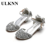 Christmas Gift  Sandals For Girls Children Fashion High Heels Kids Spring Summer Princess Party Shoes Casual Bow Footwears Round Toe 2021