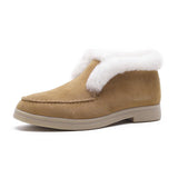 Lourdasprec Women Snow Boots Cow Suede Plush Fur Warm Winter Shoes Ladies Fashion Short Boots Female Footwear Size 35-41
