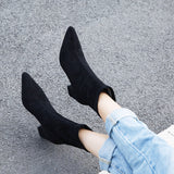 Graduation Gift Big Sale Fashion Ankle Elastic Sock Boots Chunky High Heels Stretch Women Autumn Sexy Booties Pointed Toe Women Pump Size 33-42