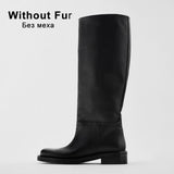 Lourdasprec Women Over Knee Boots Real Leather Thick Bottom Ladies Shoes Winter Fashion Cool Long Boots Club Footwear Size 34-39