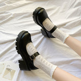Lourdasprec Lolita Shoes Japanese Girl Platform Black high heels fashion Round Toe Mary Jane Women Patent faux Leather Student Cosplay Shoes