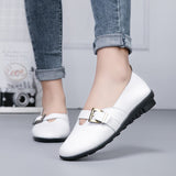 Genuine Leather Women Flat Shoes Comfortable 2020 Spring Autumn Oxfords Hook Loop Ladies Leather Shoe Large Size 35-43