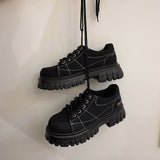 Halloween Lourdasprec Fashion Girls INS Chunky Sneakers New Student Spring Martens Boots Shoes Women Lace-Up Thick Bottom Suit Sneakers Chaussure Femm