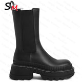 Christmas Gift Chunky Chelsea High Boots Platform Women Shoes Winter 2022 New Mid-Calf Goth Warm Fashion Luxury Snow Boots High Heels Shoes