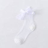 Lourdasprec 1 Pair Lolita Socks Nylon Transparent Stretch Elasticity Lace Big Bow Ankle Sock Net Yarn Thin Women Cool Socks