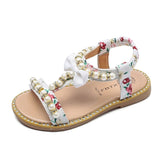 Lourdasprec  2022 Kids Sandals Summer New Fashion Children's Sandal Girls Open Toe Beaded Princess Shoes Non-Slip Baby Shoes