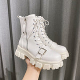 Mid-tube women's boots 2022 new autumn and winter fashion buckle nude boots casual thick-soled zipper boots women's shoes