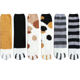 Lourdasprec 6 Pairs Womens Socks Cats Paw Stripe 3d Socks Cute Warm Winter Thick Girls Cartoon Animal Fingers Sock Tiger/Cat Foot Sox