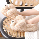 Lourdasprec Winter Home Slippers Warm Shoes Fashion Women Men Non-Slip Dog Cute Fur Soft Sole Indoor Bedroom House Couple Female Slides