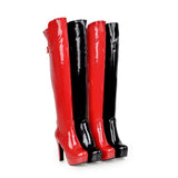 Sexy Over the Knee Boots Women Platform Fashion High Heels Thigh High Boots Patent Leather Women's Winter High Boots Shoes Red