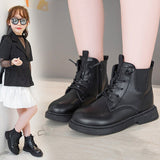 Christmas Gift Kids Shoes for Girl Martin Boots British Style Leather Boots Little Girls Shoes Fashion Booties Non-slip Children's Shoes