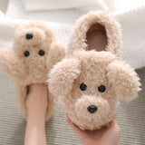 Lourdasprec Winter Home Slippers Warm Shoes Fashion Women Men Non-Slip Dog Cute Fur Soft Sole Indoor Bedroom House Couple Female Slides