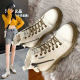 Christmas Gift 2021autumn and winter new round toe lace-up side zipper fashion women's leather shoes thick-soled casual women's ankle boots