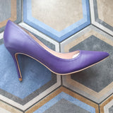 LOURDASPREC Customized Brand Shoes Woman High Heels Pumps Slip On Purple Microfiber Basic Sandals Wedding/Party Super High Shoes